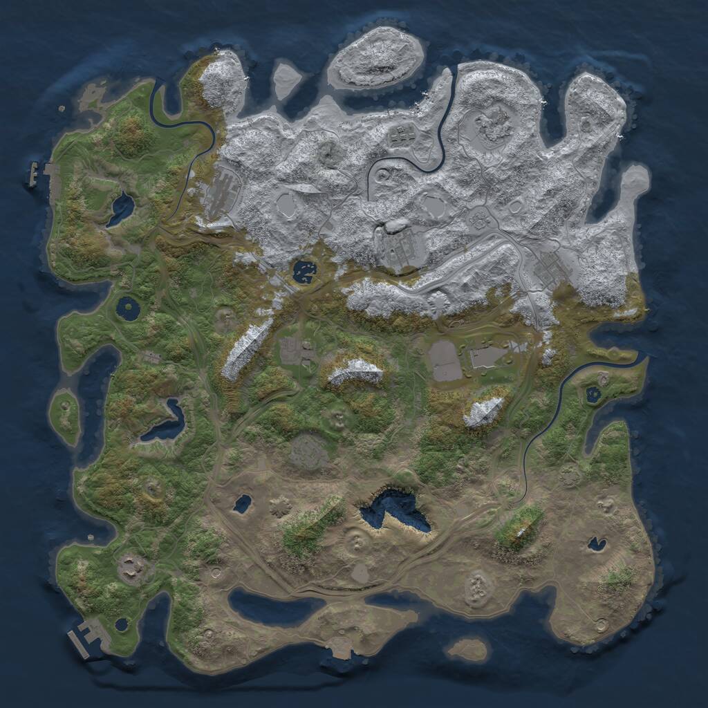 Rust Map: Procedural Map, Size: 4500, Seed: 10434161, 16 Monuments