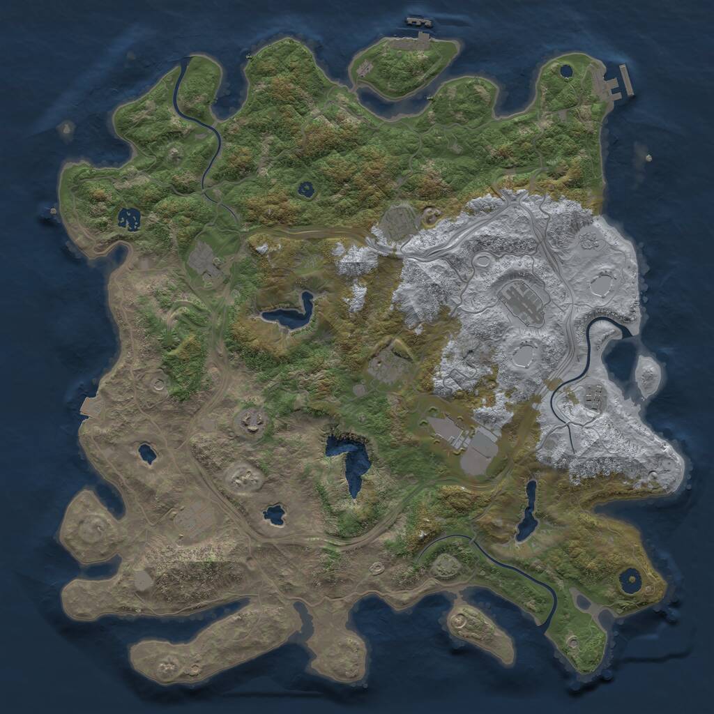 Rust Map: Procedural Map, Size: 4500, Seed: 801734261, 15 Monuments