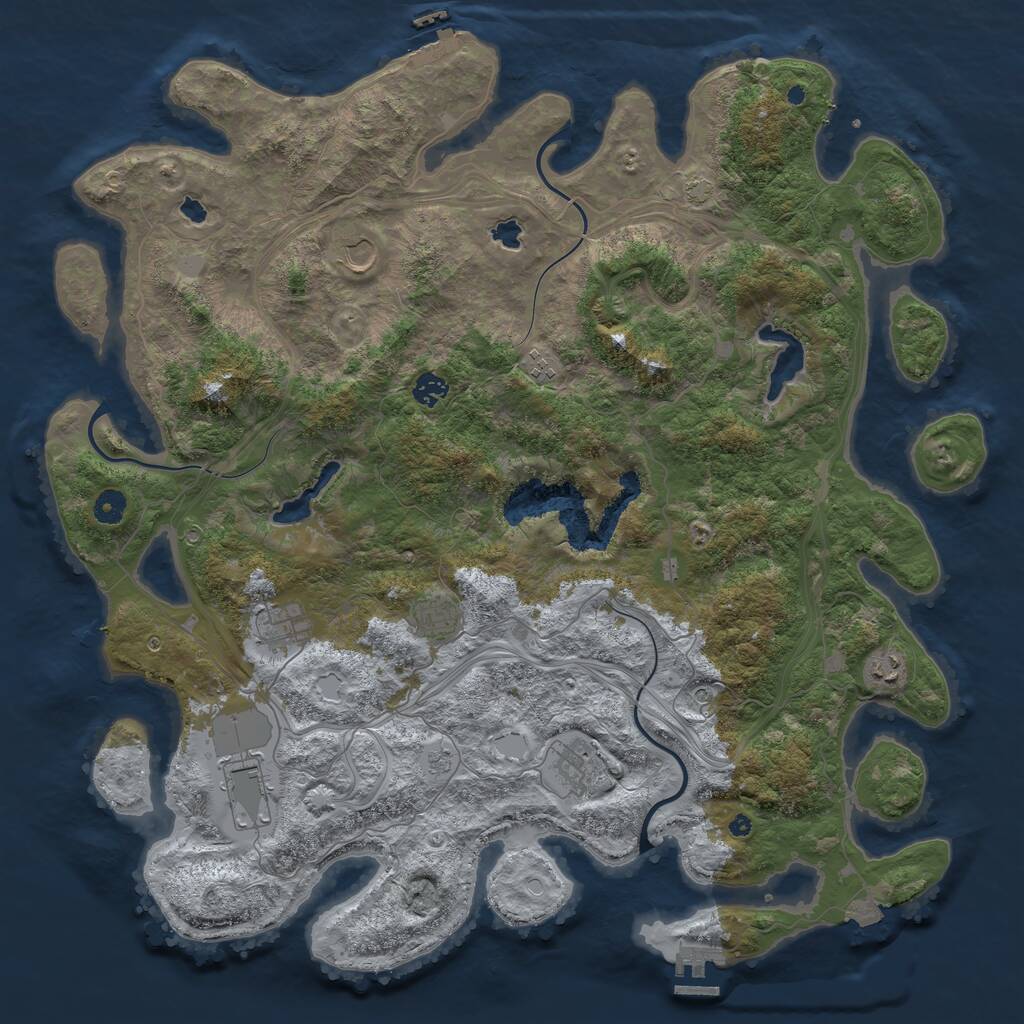 Rust Map: Procedural Map, Size: 4600, Seed: 637089, 14 Monuments