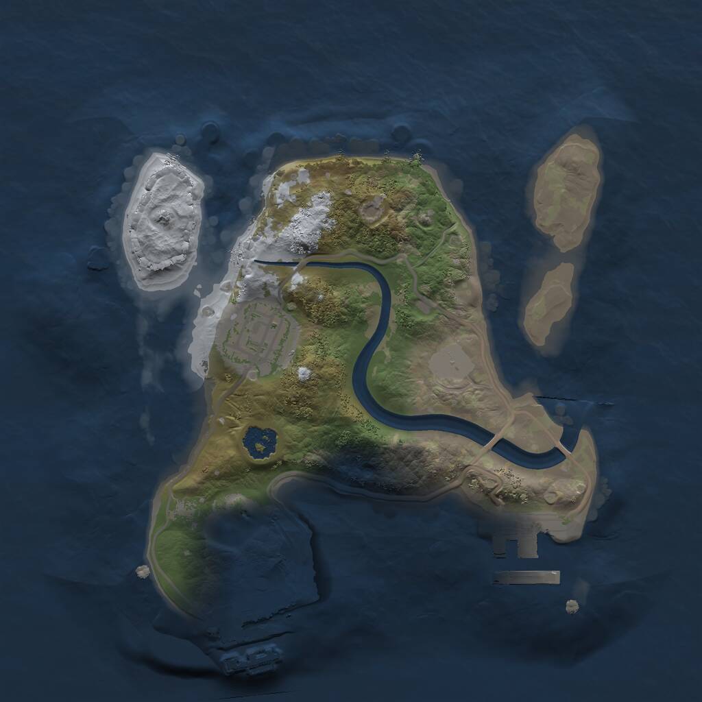 Rust Map: Procedural Map, Size: 2100, Seed: 50005, 4 Monuments