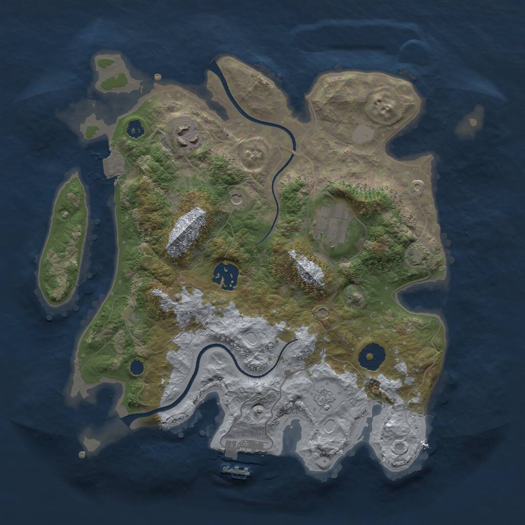 Rust Map: Procedural Map, Size: 3000, Seed: 14970, 8 Monuments