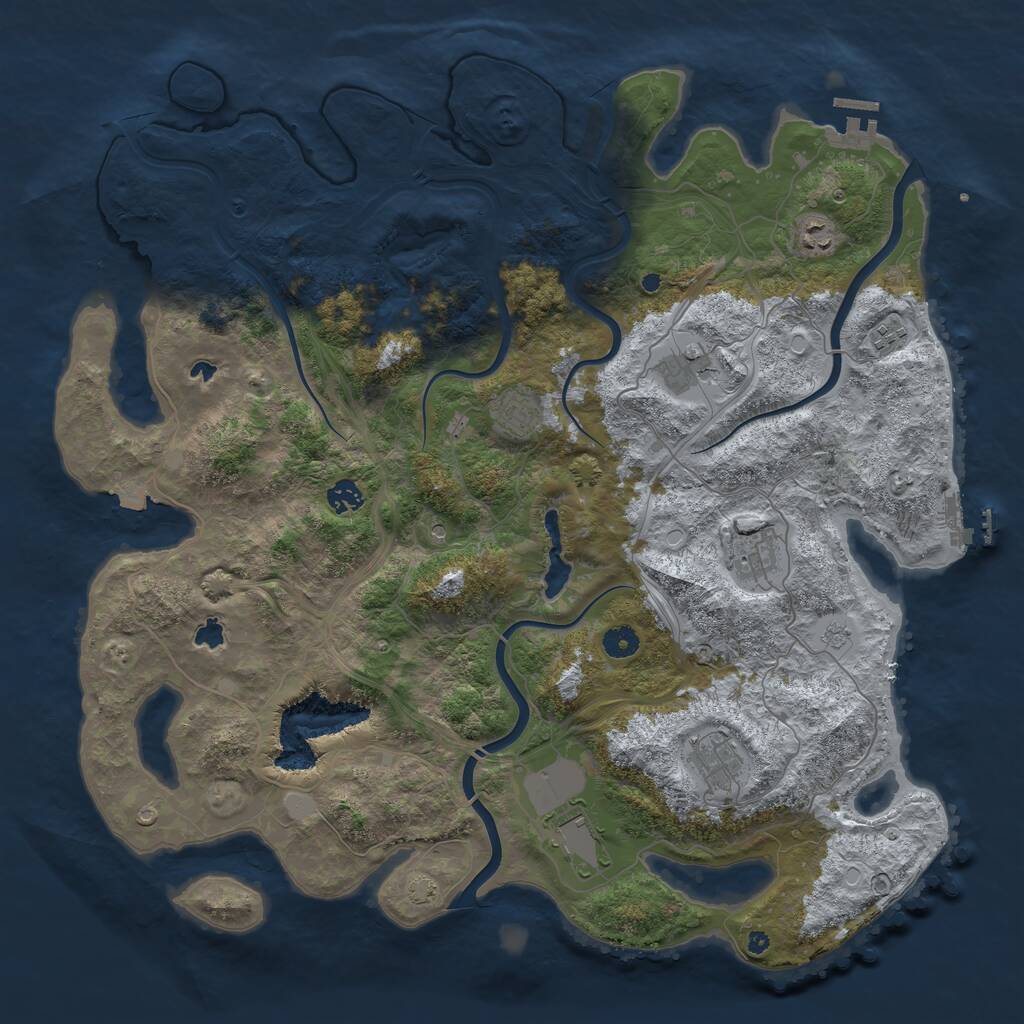 Rust Map: Procedural Map, Size: 4500, Seed: 1691699993, 14 Monuments
