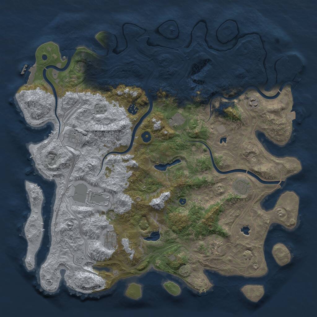 Rust Map: Procedural Map, Size: 4600, Seed: 1142274572, 15 Monuments