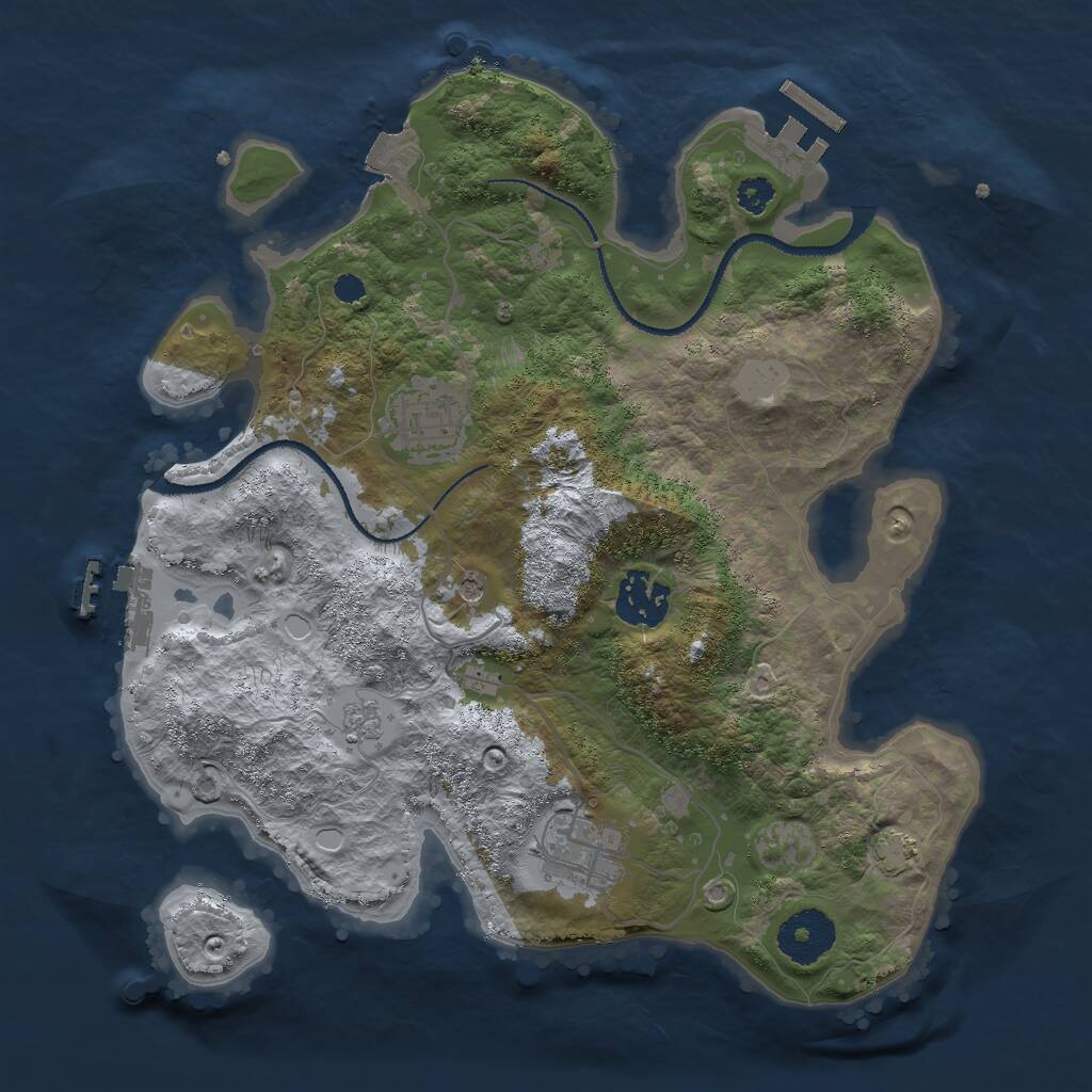 Rust Map: Procedural Map, Size: 3000, Seed: 698883, 9 Monuments