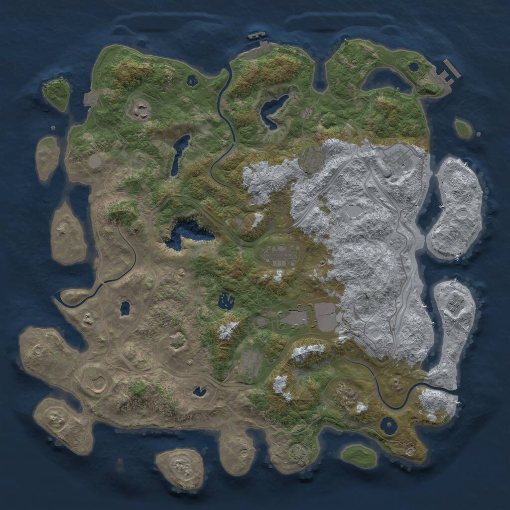 Rust Map: Procedural Map, Size: 4500, Seed: 1945642869, 16 Monuments