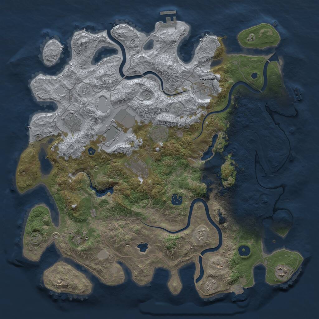 Rust Map: Procedural Map, Size: 4150, Seed: 1910917981, 15 Monuments