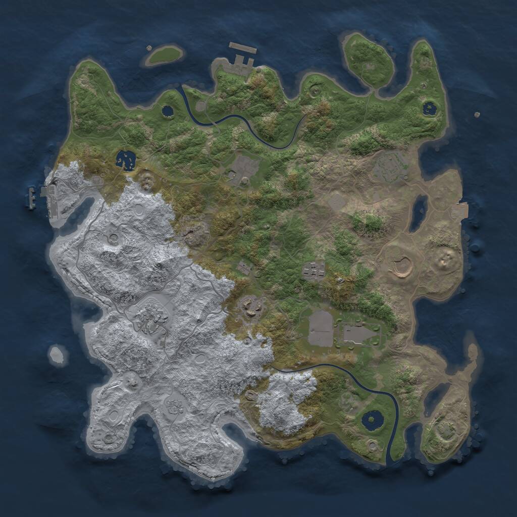 Rust Map: Procedural Map, Size: 3750, Seed: 1996723708, 14 Monuments