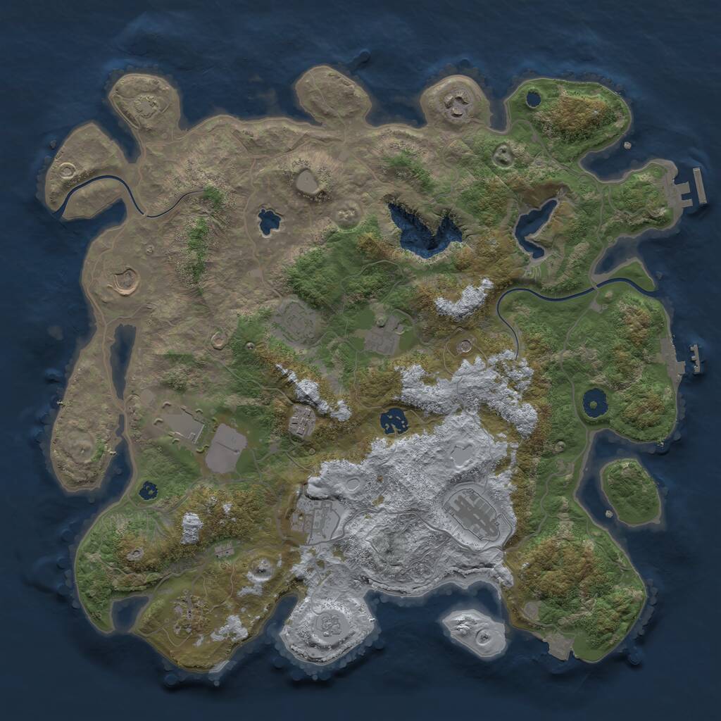 Rust Map: Procedural Map, Size: 4000, Seed: 640400919, 16 Monuments