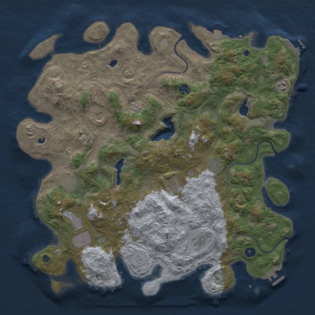 Rust Map: Procedural Map, Size: 4500, Seed: 45684, 16 Monuments