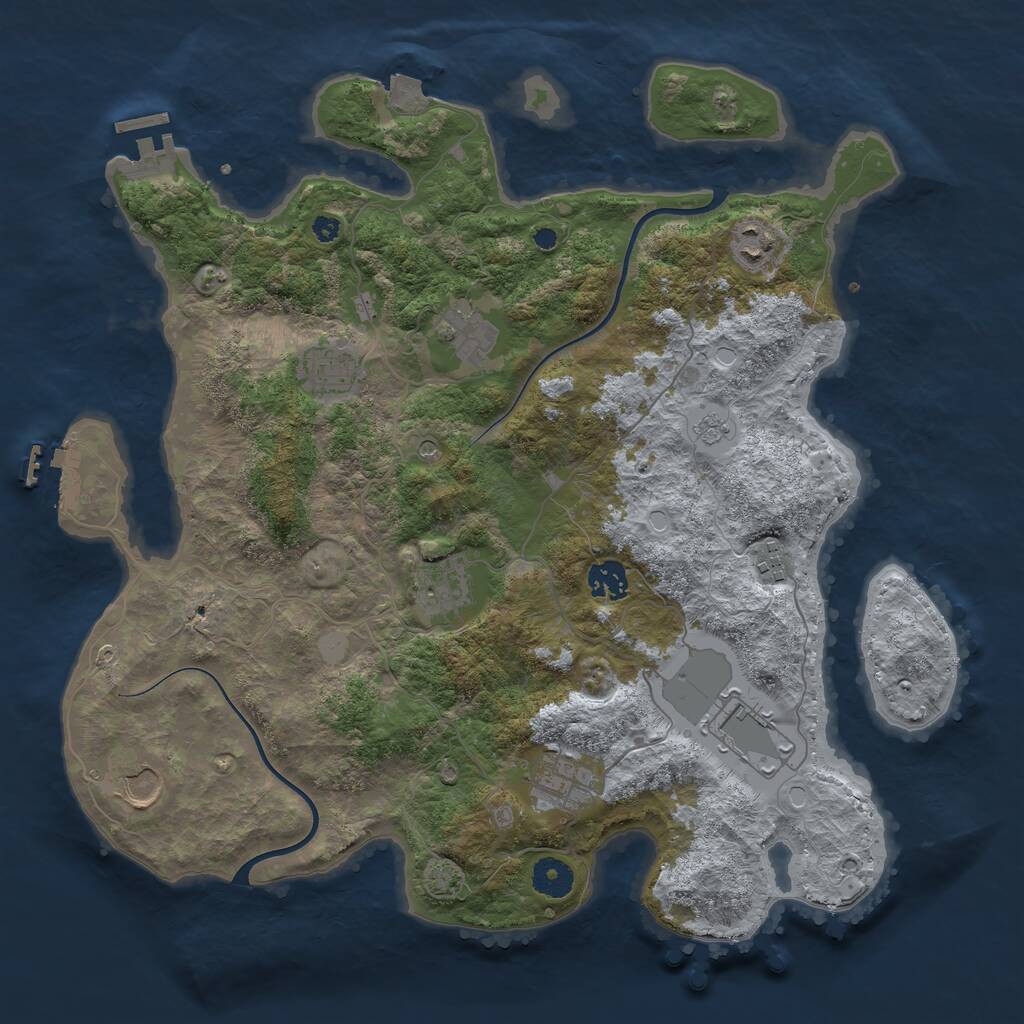 Rust Map: Procedural Map, Size: 3800, Seed: 12576, 15 Monuments