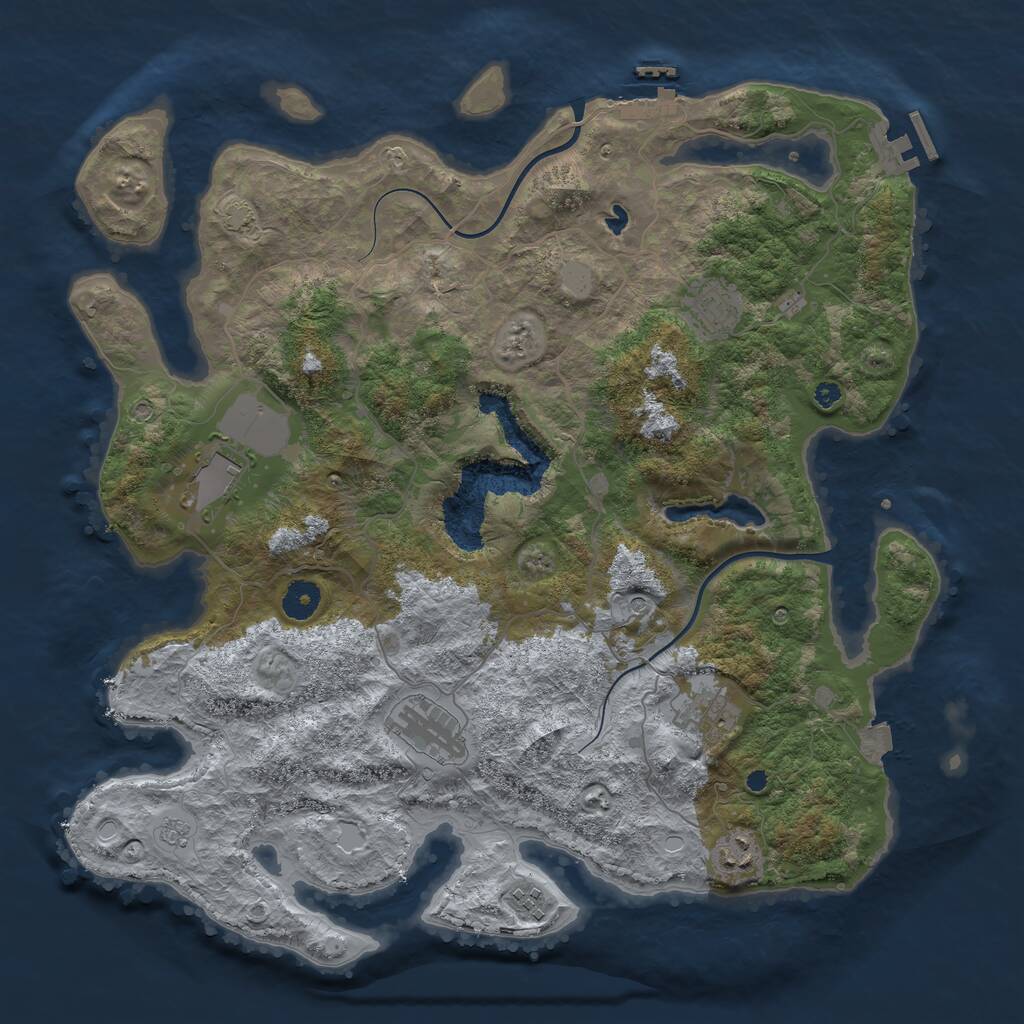 Rust Map: Procedural Map, Size: 4000, Seed: 16877, 12 Monuments
