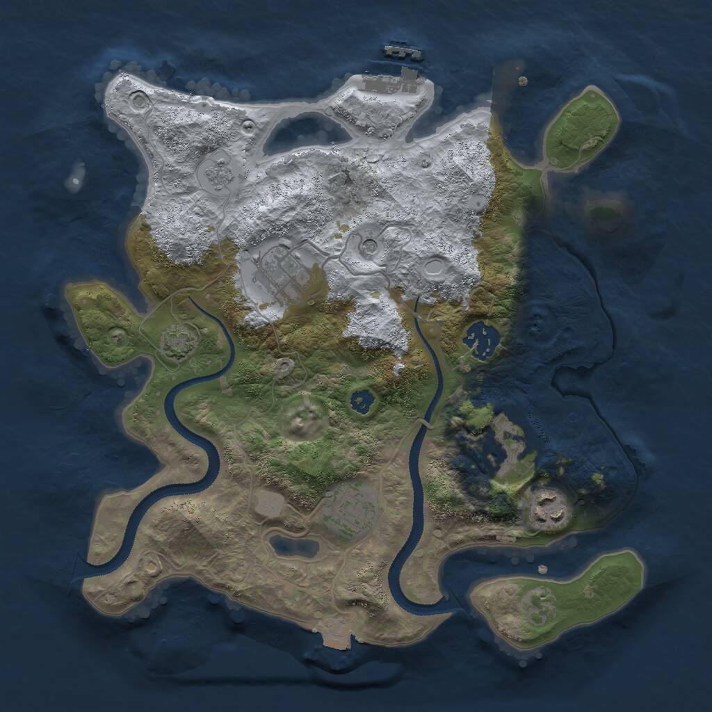 Rust Map: Procedural Map, Size: 3000, Seed: 2127515993, 10 Monuments