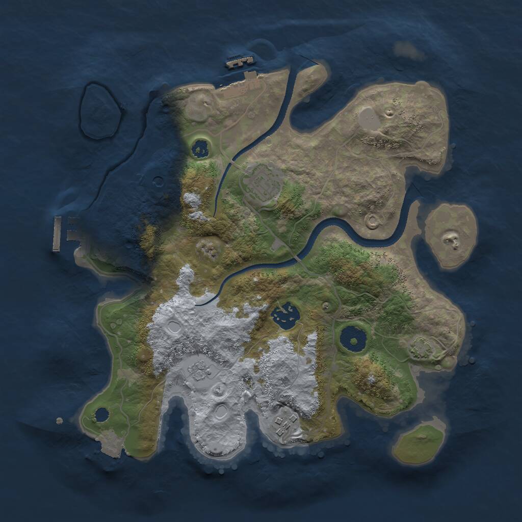 Rust Map: Procedural Map, Size: 3000, Seed: 18279, 9 Monuments