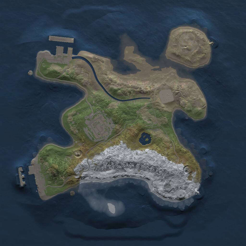 Rust Map: Procedural Map, Size: 2000, Seed: 1374173103, 4 Monuments
