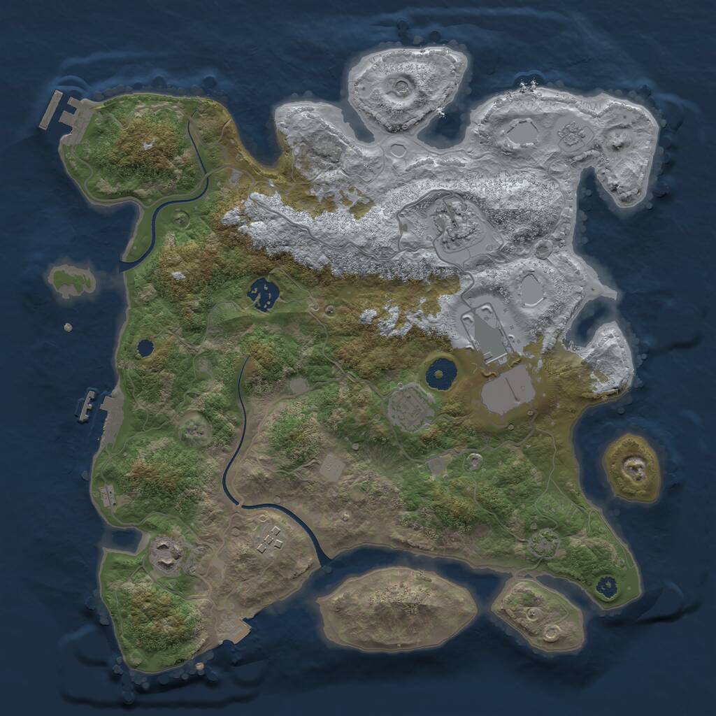 Rust Map: Procedural Map, Size: 3500, Seed: 468944264, 12 Monuments