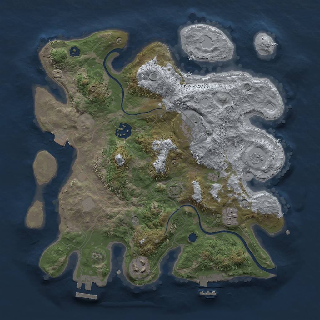 Rust Map: Procedural Map, Size: 3000, Seed: 1854874127, 10 Monuments