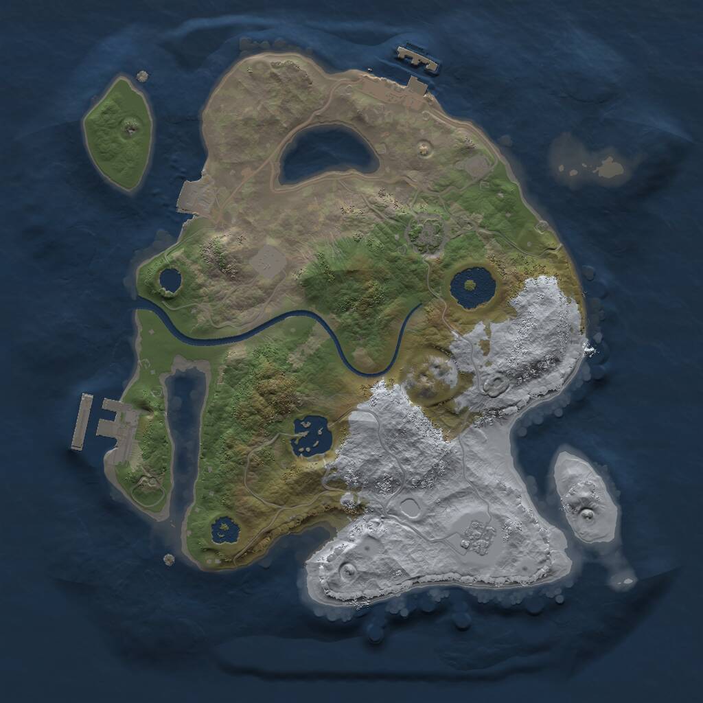 Rust Map: Procedural Map, Size: 2500, Seed: 467982, 6 Monuments