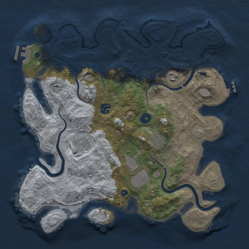 Rust Map: Procedural Map, Size: 3500, Seed: 1860721853, 12 Monuments