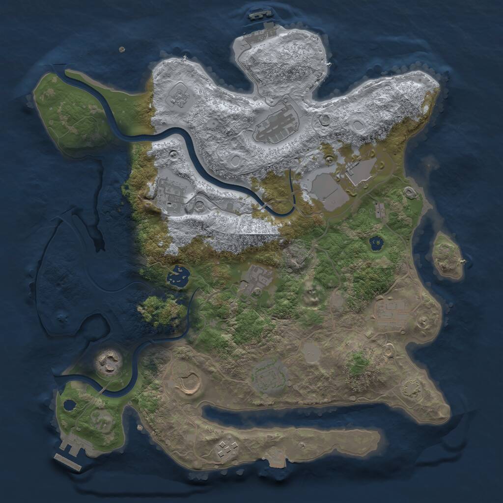 Rust Map: Procedural Map, Size: 3500, Seed: 1101319499, 16 Monuments
