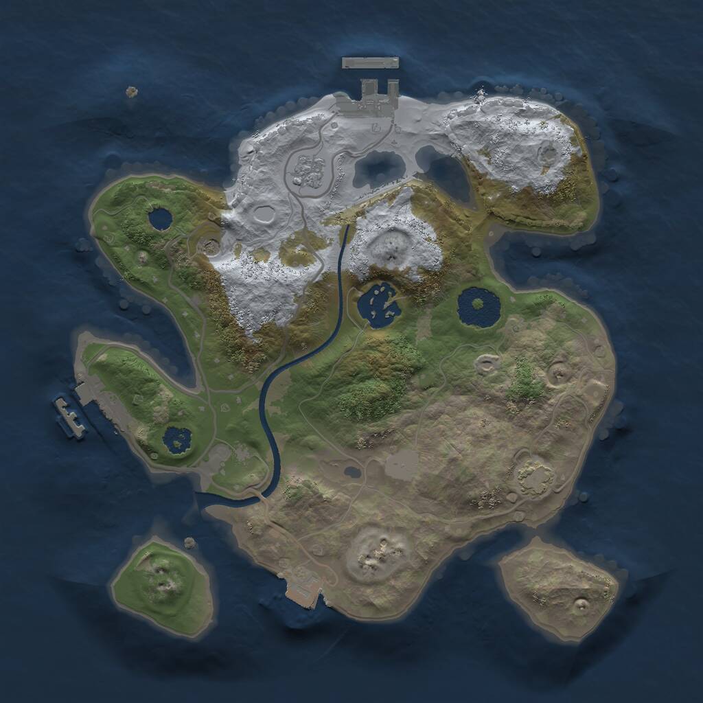 Rust Map: Procedural Map, Size: 2500, Seed: 1462962914, 7 Monuments