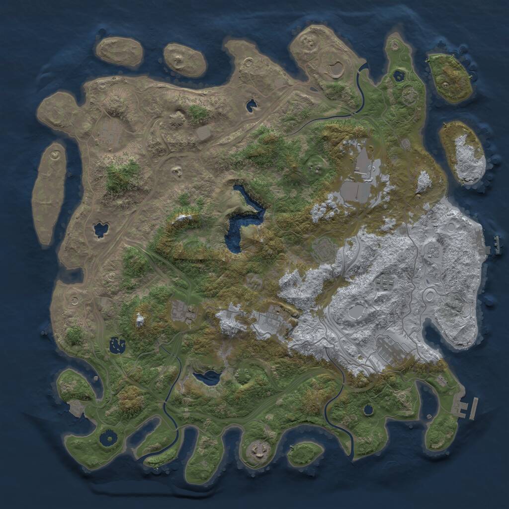 Rust Map: Procedural Map, Size: 4500, Seed: 1146221905, 16 Monuments
