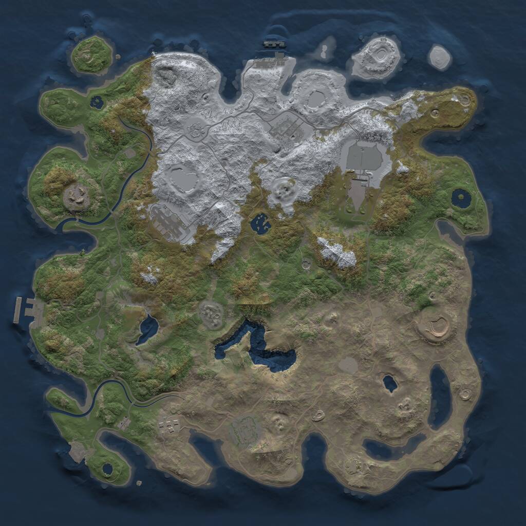 Rust Map: Procedural Map, Size: 4000, Seed: 1079846516, 14 Monuments