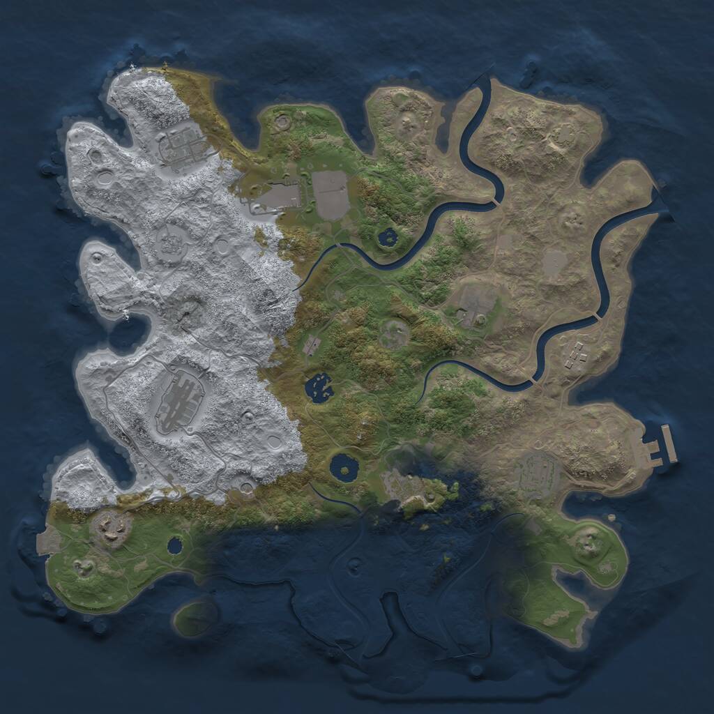 Rust Map: Procedural Map, Size: 3750, Seed: 353171611, 14 Monuments