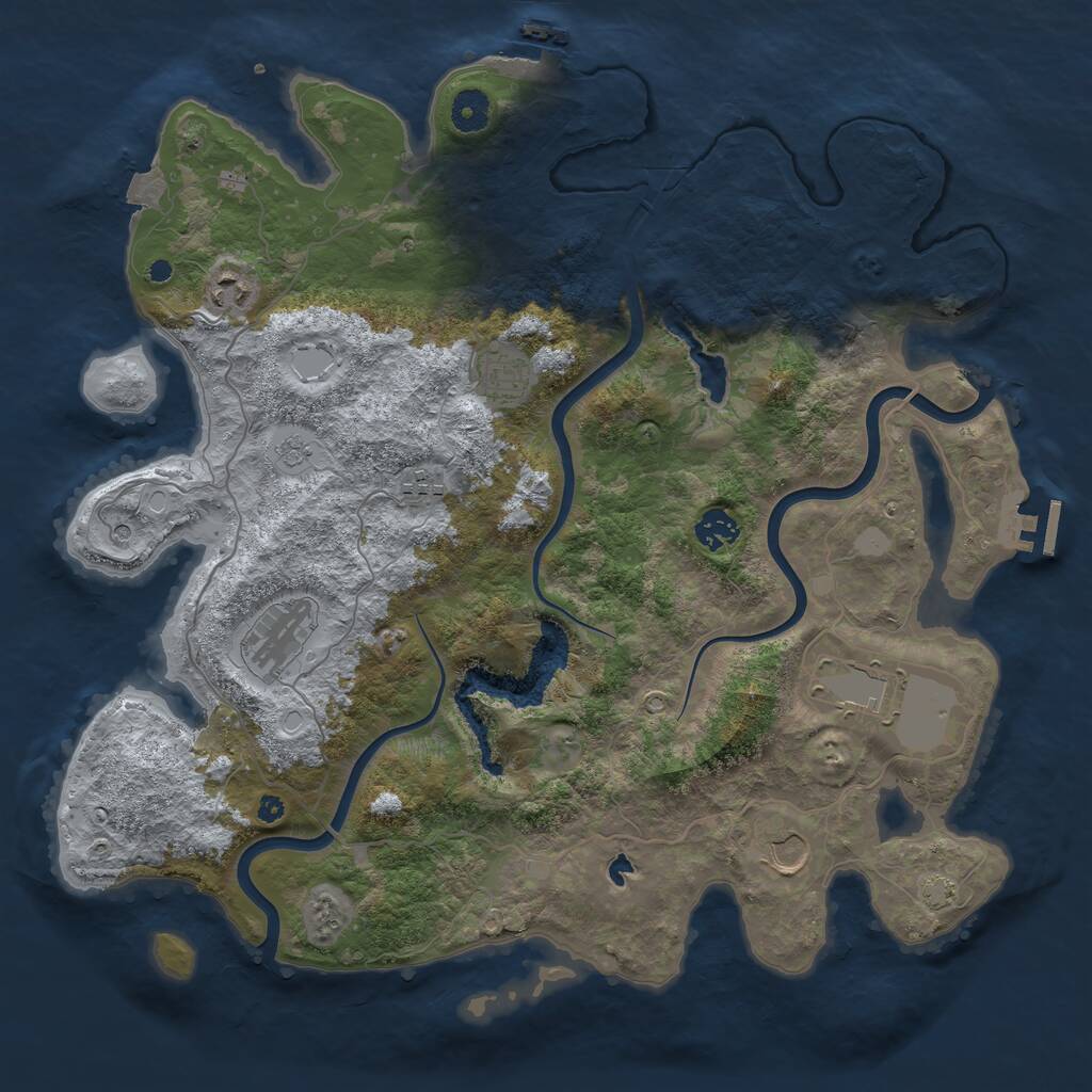 Rust Map: Procedural Map, Size: 4000, Seed: 4549777, 13 Monuments