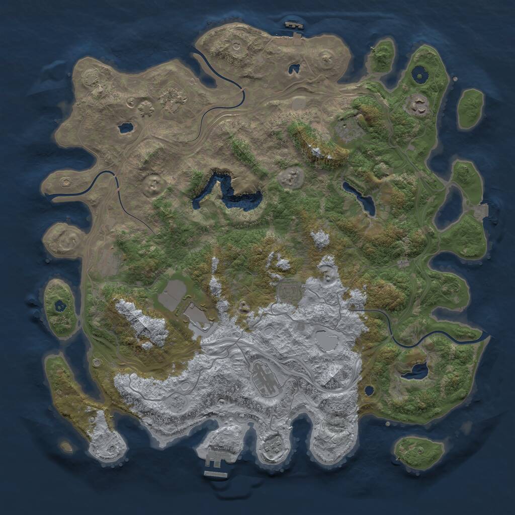 Rust Map: Procedural Map, Size: 4500, Seed: 2092811856, 14 Monuments