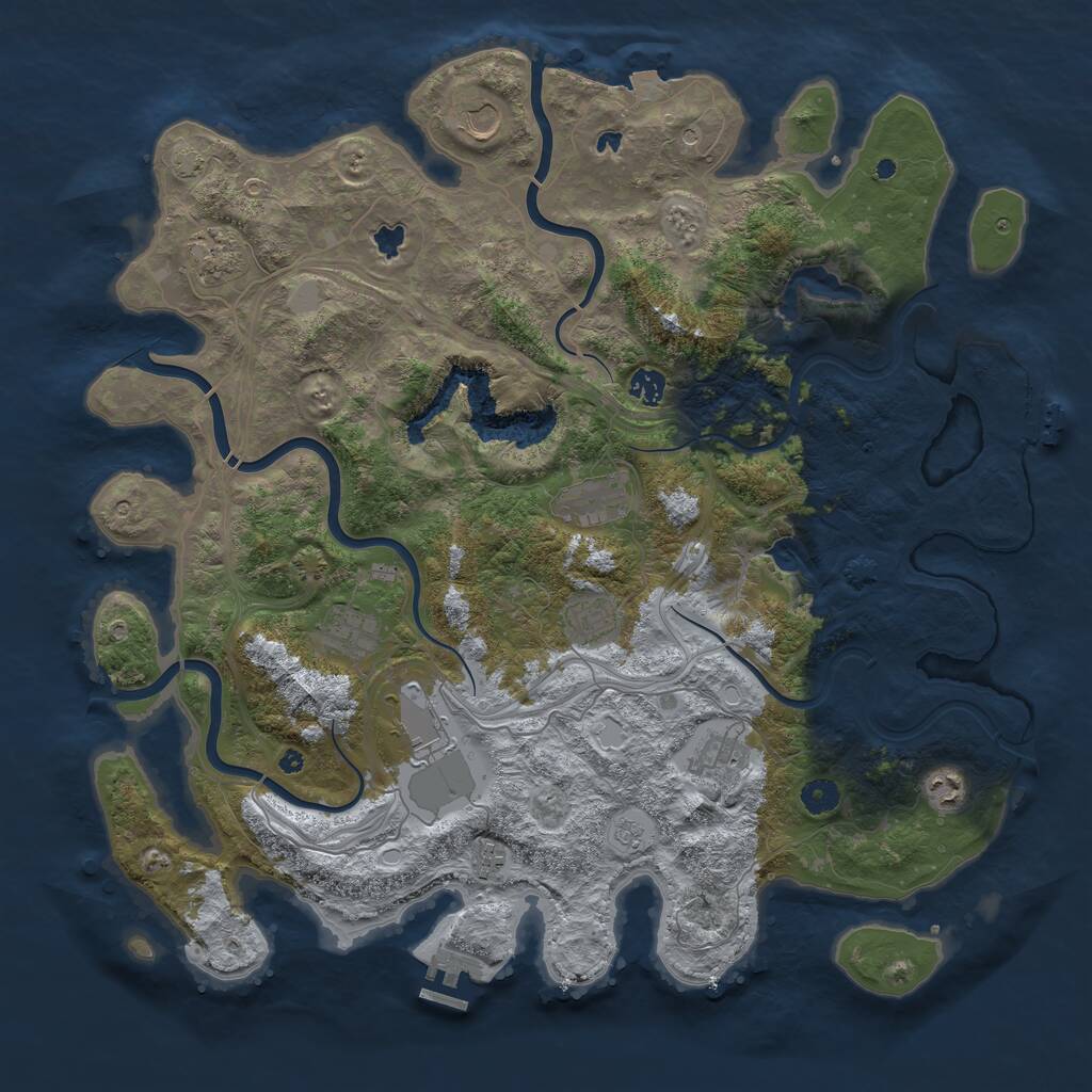 Rust Map: Procedural Map, Size: 4500, Seed: 2092811856, 16 Monuments