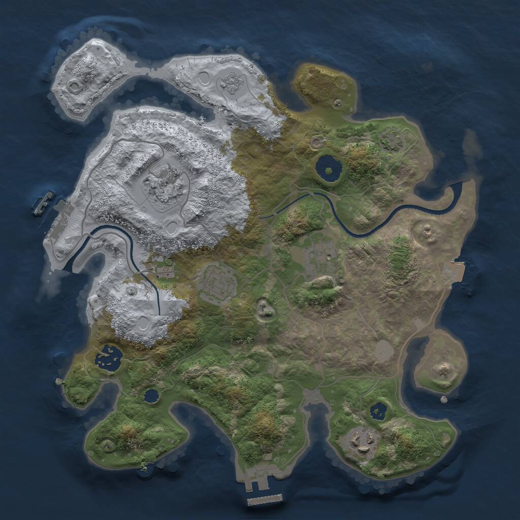 Rust Map: Procedural Map, Size: 3000, Seed: 45597, 10 Monuments