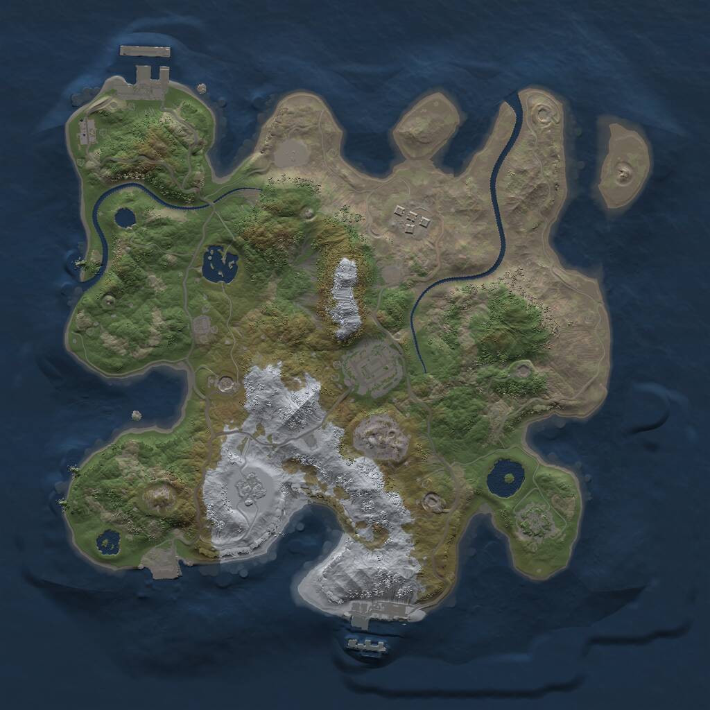 Rust Map: Procedural Map, Size: 2870, Seed: 1912693630, 9 Monuments