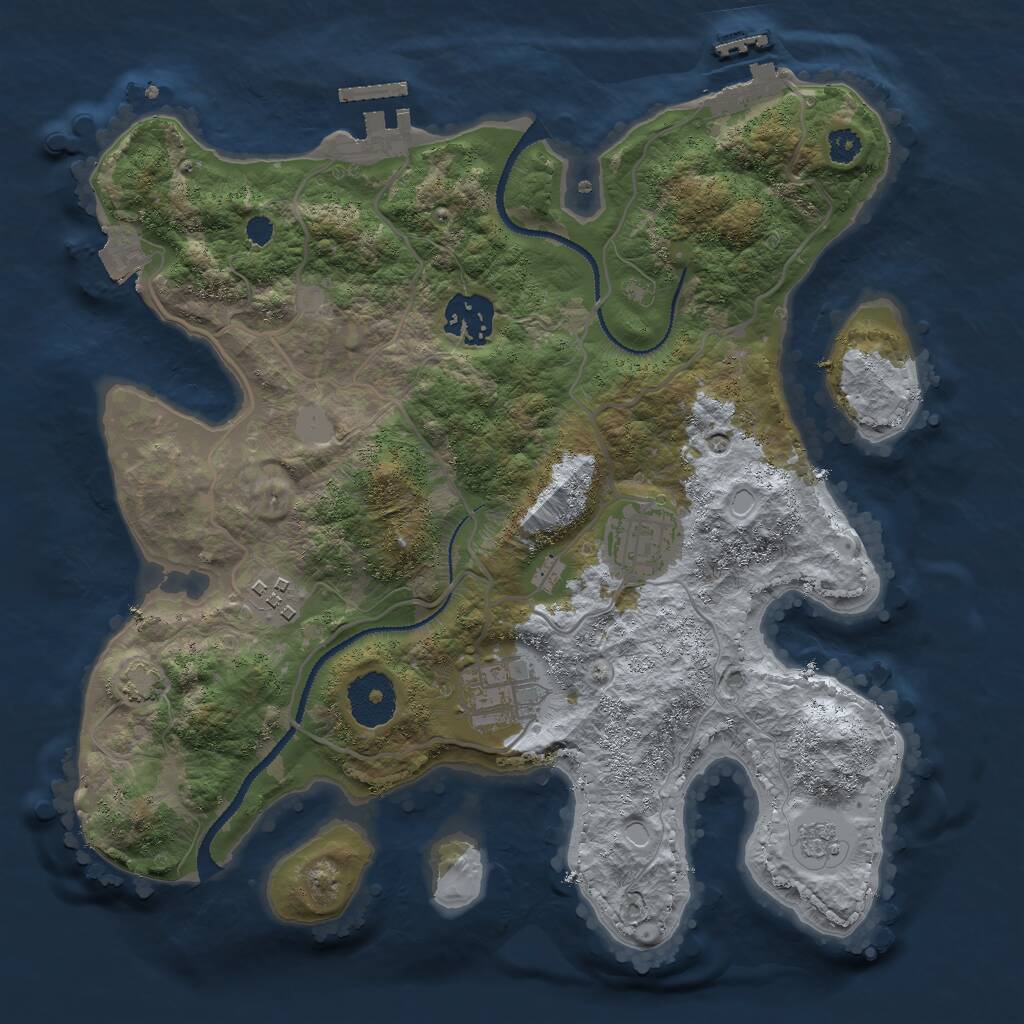 Rust Map: Procedural Map, Size: 3000, Seed: 1384389038, 9 Monuments