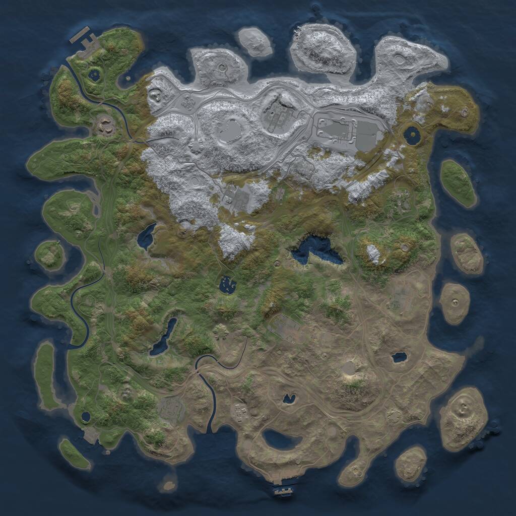 Rust Map: Procedural Map, Size: 4500, Seed: 264313138, 16 Monuments