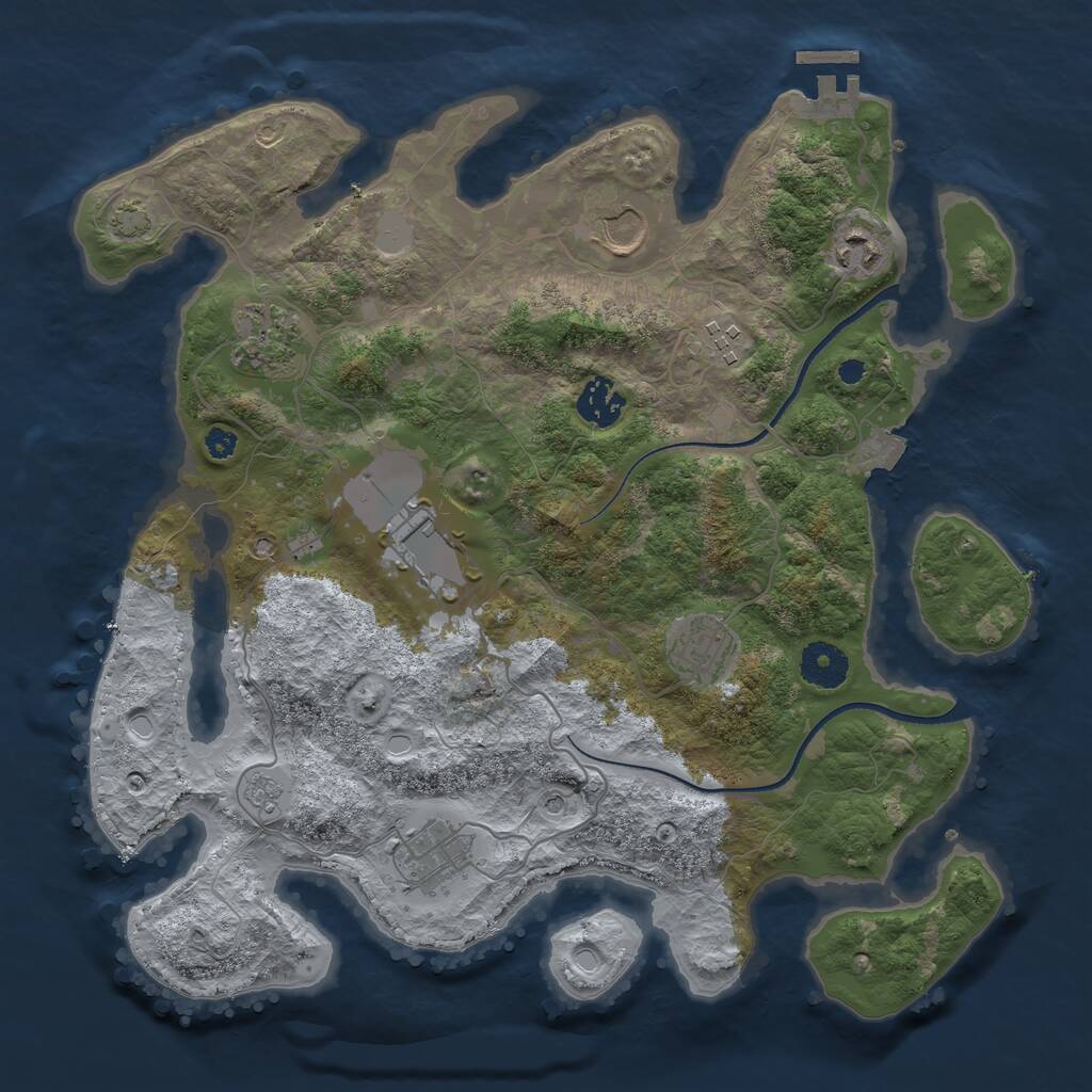 Rust Map: Procedural Map, Size: 3500, Seed: 15426378, 13 Monuments