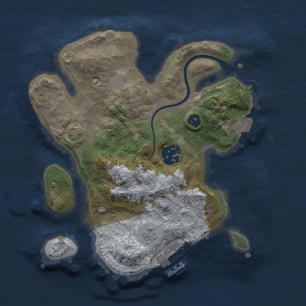 Rust Map: Procedural Map, Size: 2400, Seed: 1424783937, 5 Monuments