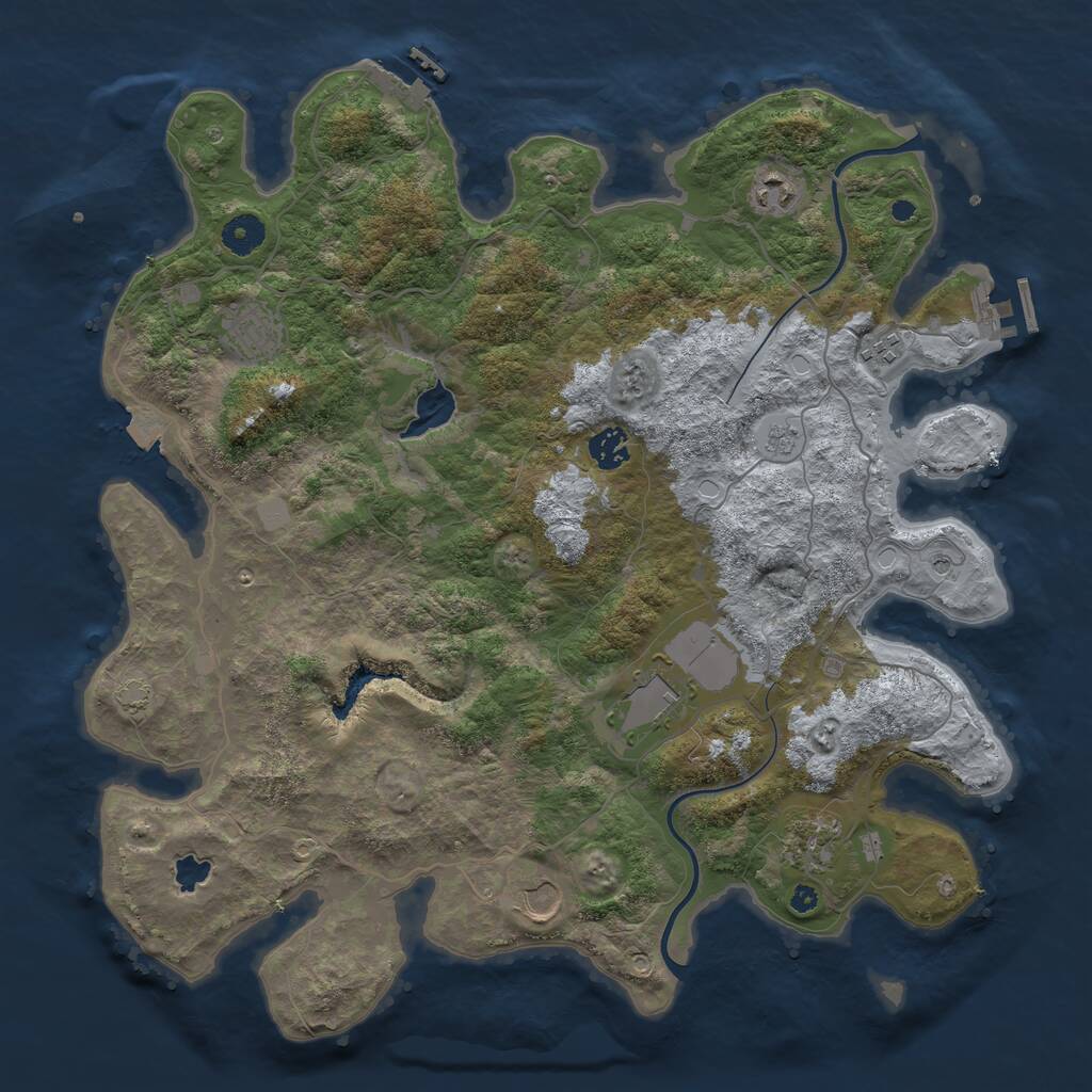 Rust Map: Procedural Map, Size: 4000, Seed: 396439264, 13 Monuments