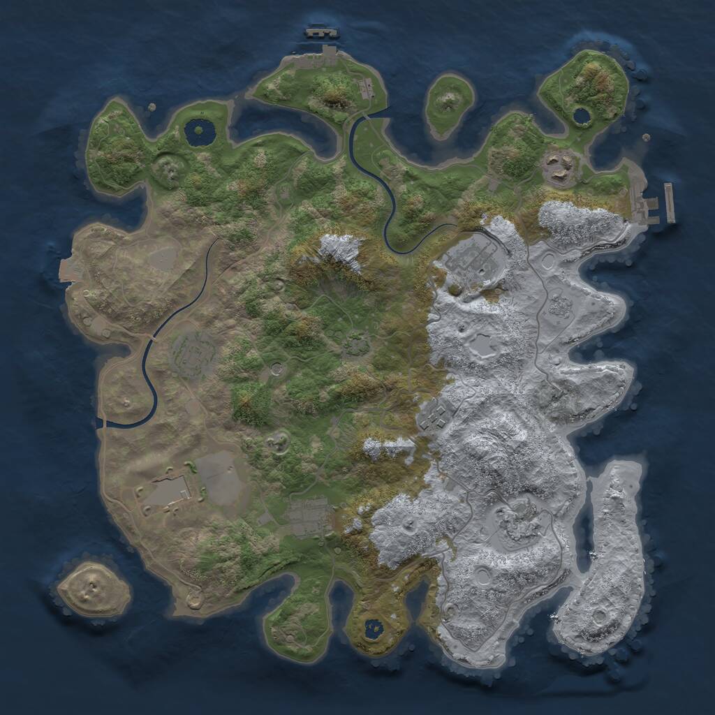 Rust Map: Procedural Map, Size: 3600, Seed: 1997498407, 13 Monuments