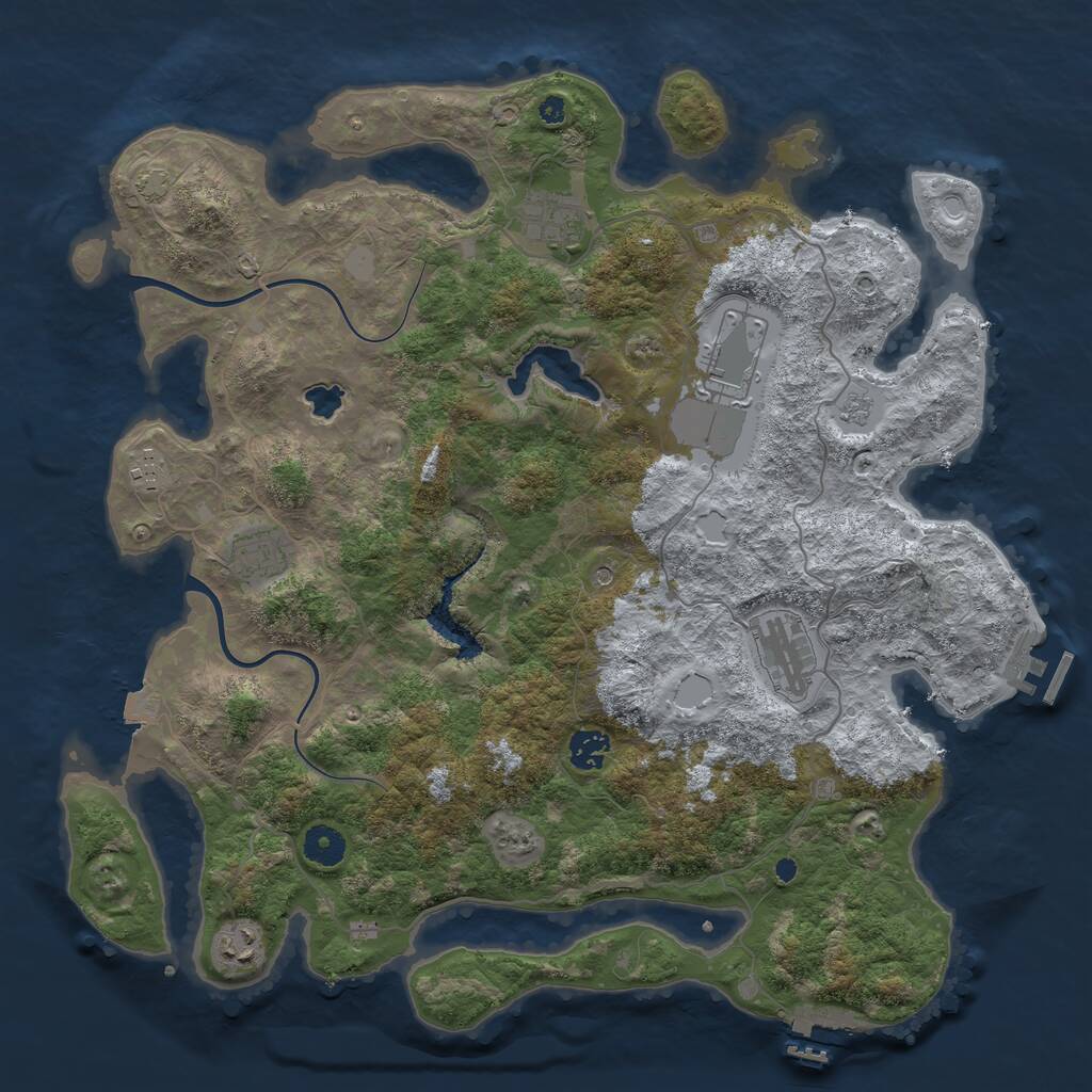 Rust Map: Procedural Map, Size: 4000, Seed: 1030722386, 13 Monuments