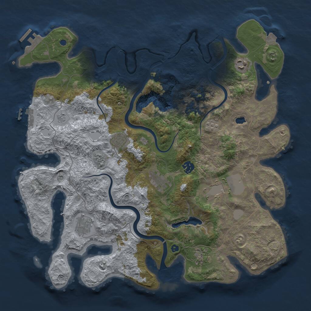 Rust Map: Procedural Map, Size: 4000, Seed: 2000000000, 14 Monuments
