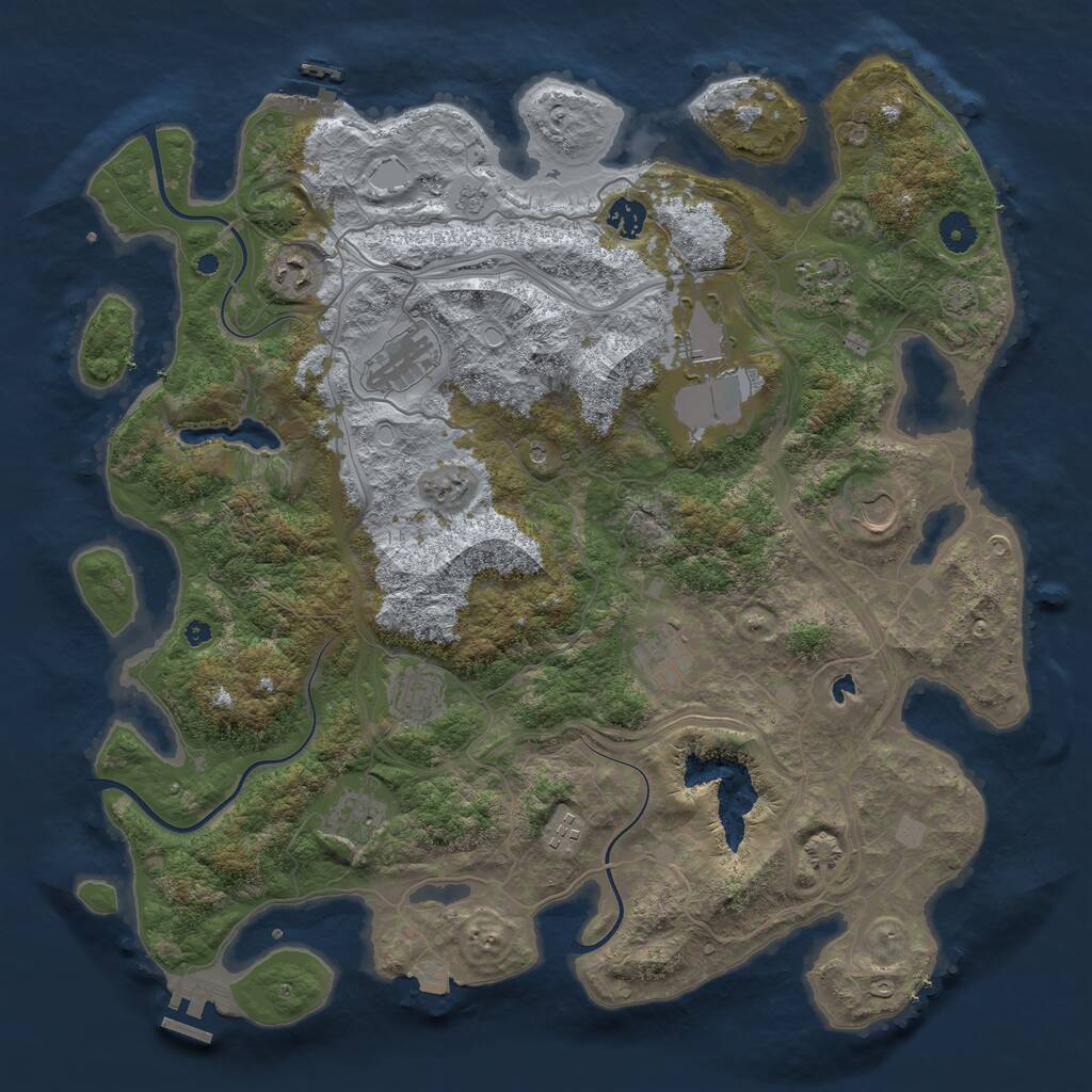 Rust Map: Procedural Map, Size: 4250, Seed: 518882827, 16 Monuments