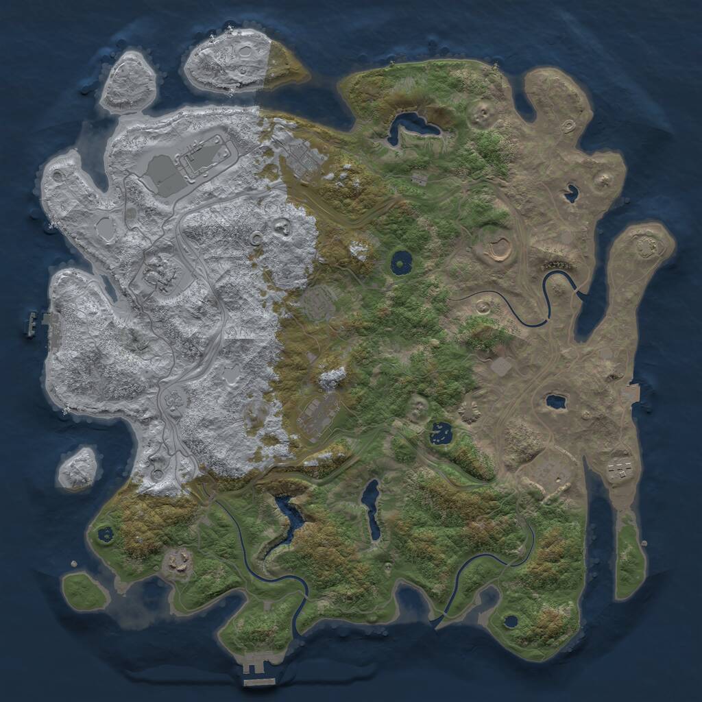Rust Map: Procedural Map, Size: 4500, Seed: 715209745, 16 Monuments
