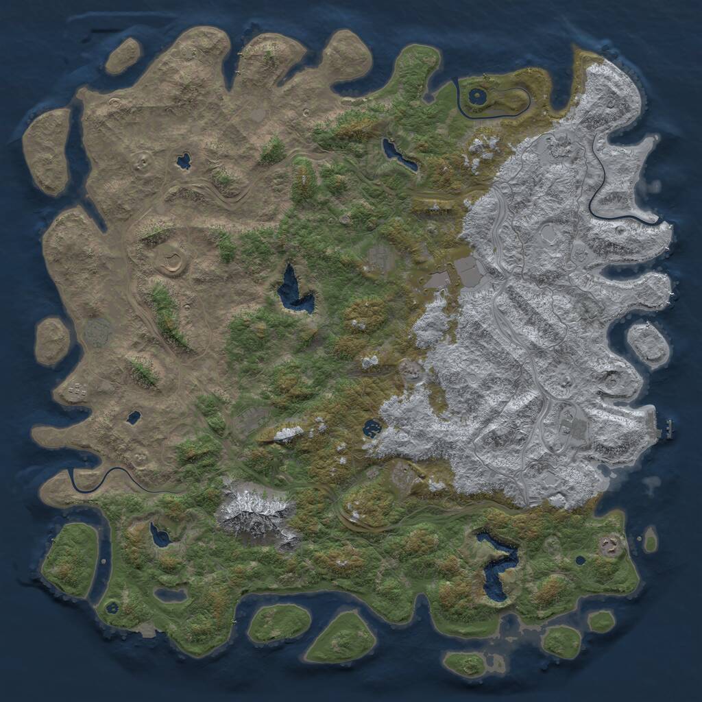 Rust Map: Procedural Map, Size: 6000, Seed: 291776612, 16 Monuments