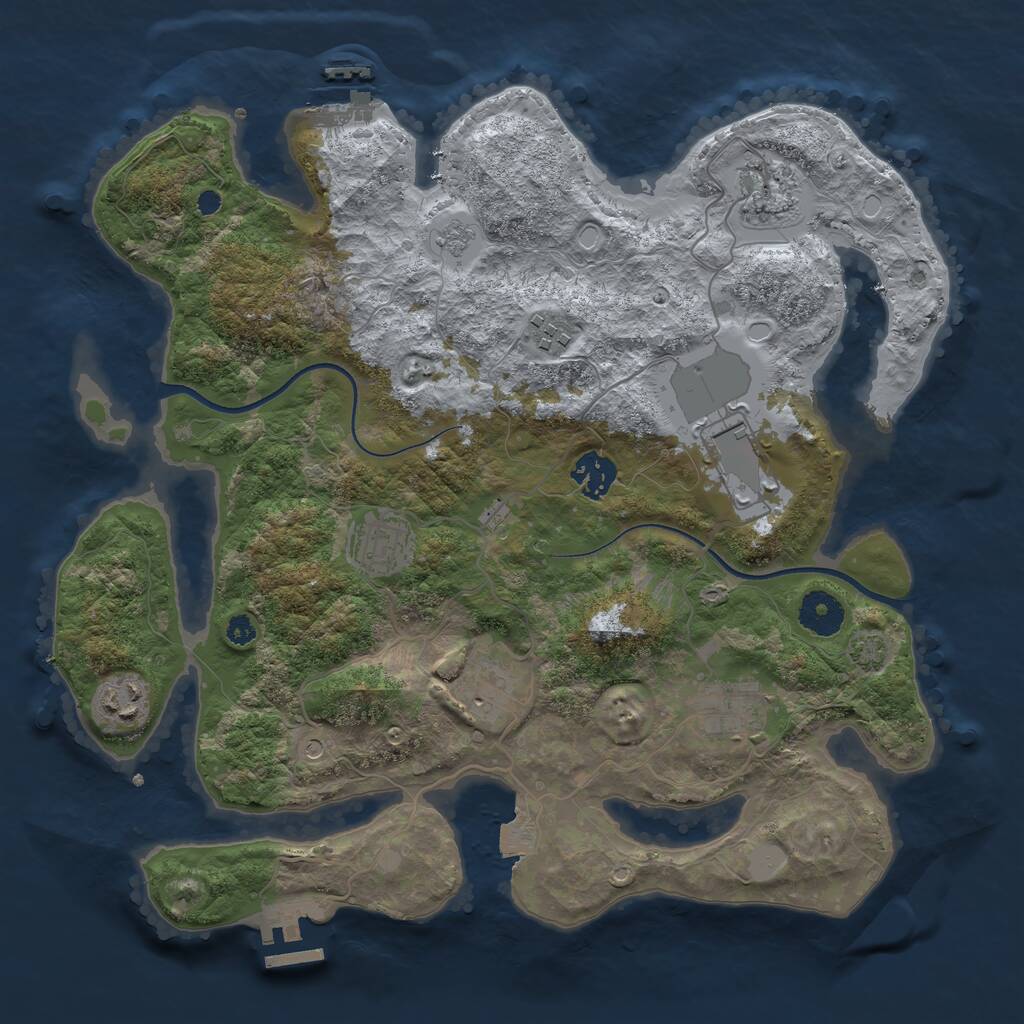 Rust Map: Procedural Map, Size: 3500, Seed: 1861403904, 14 Monuments