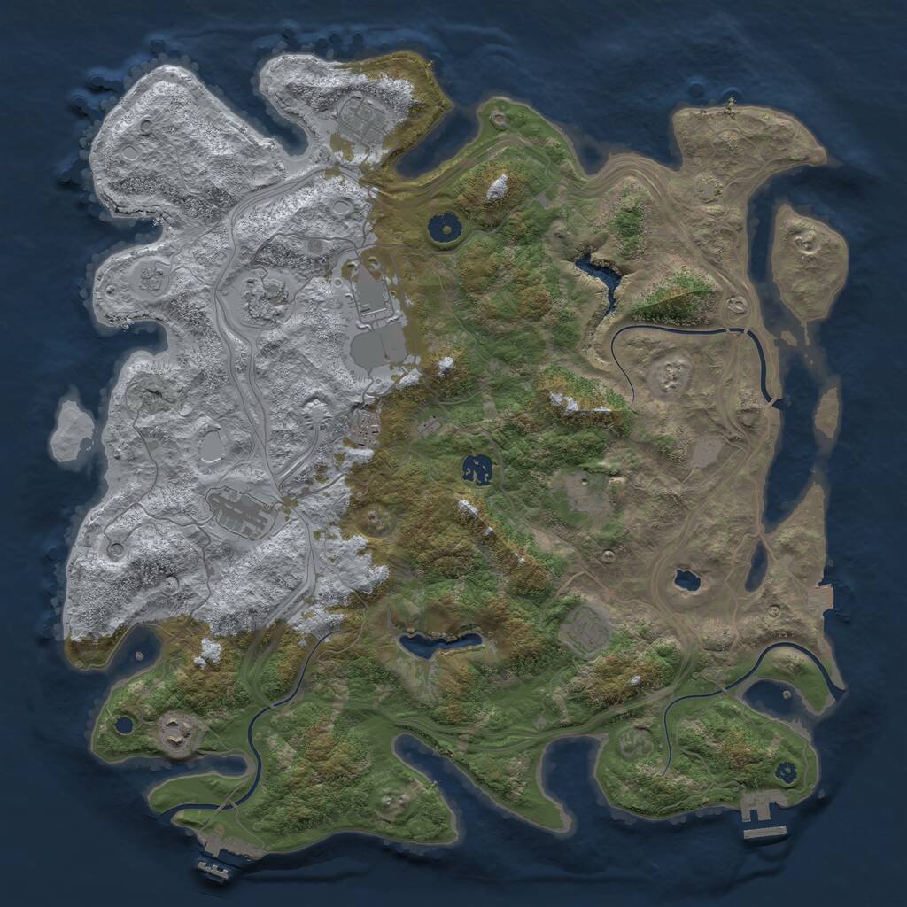 Rust Map: Procedural Map, Size: 4300, Seed: 2133095976, 15 Monuments