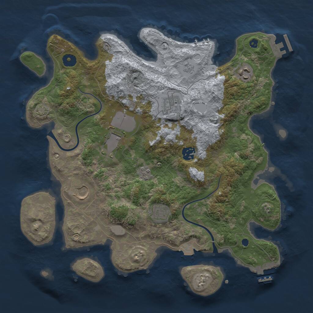 Rust Map: Procedural Map, Size: 3500, Seed: 1477500619, 12 Monuments