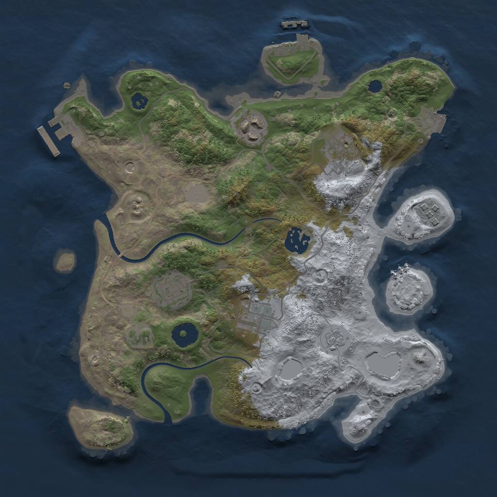 Rust Map: Procedural Map, Size: 3000, Seed: 1843575, 11 Monuments