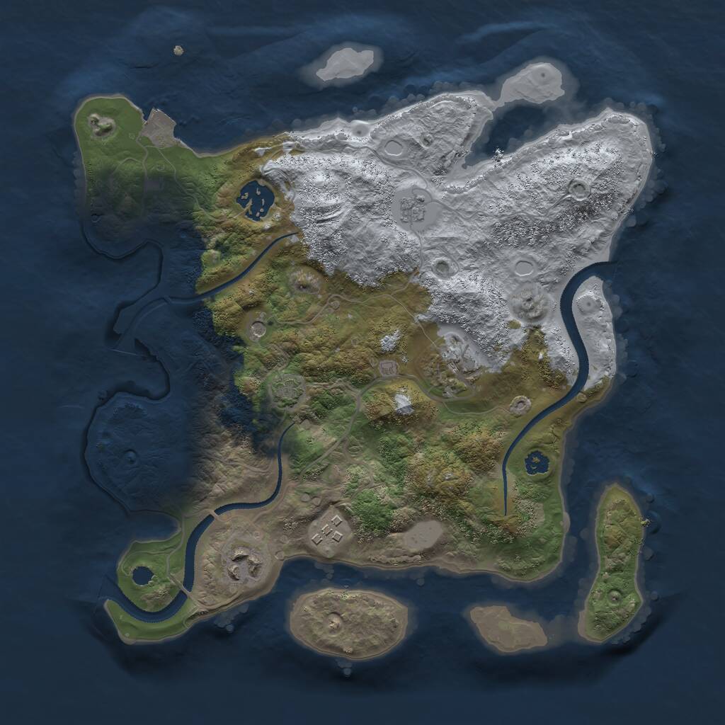 Rust Map: Procedural Map, Size: 3000, Seed: 102807068, 8 Monuments