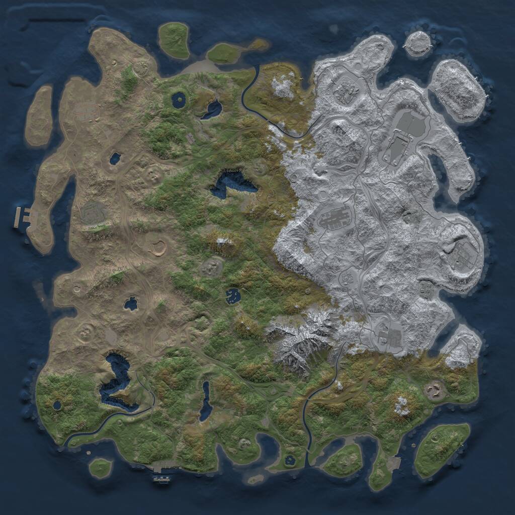 Rust Map: Procedural Map, Size: 5000, Seed: 1455643073, 17 Monuments