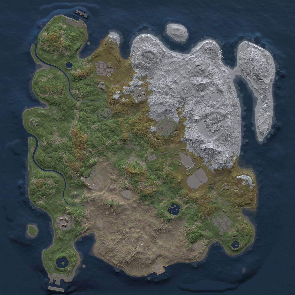 Rust Map: Procedural Map, Size: 3700, Seed: 748941358, 15 Monuments